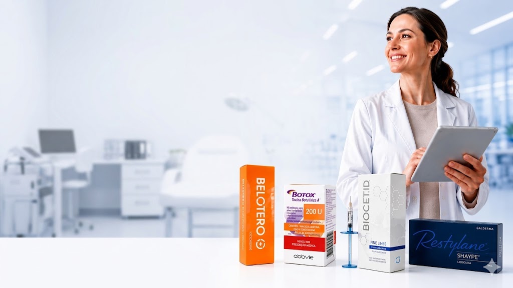 Marcas parceiras — Belotero, Botox, Biocet.id e Restylane — disponíveis no catálogo da Clinic Partners